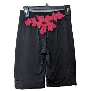 Titika Active Couture Bike Shorts High Rise Black Embroidered Yoga Sz 2